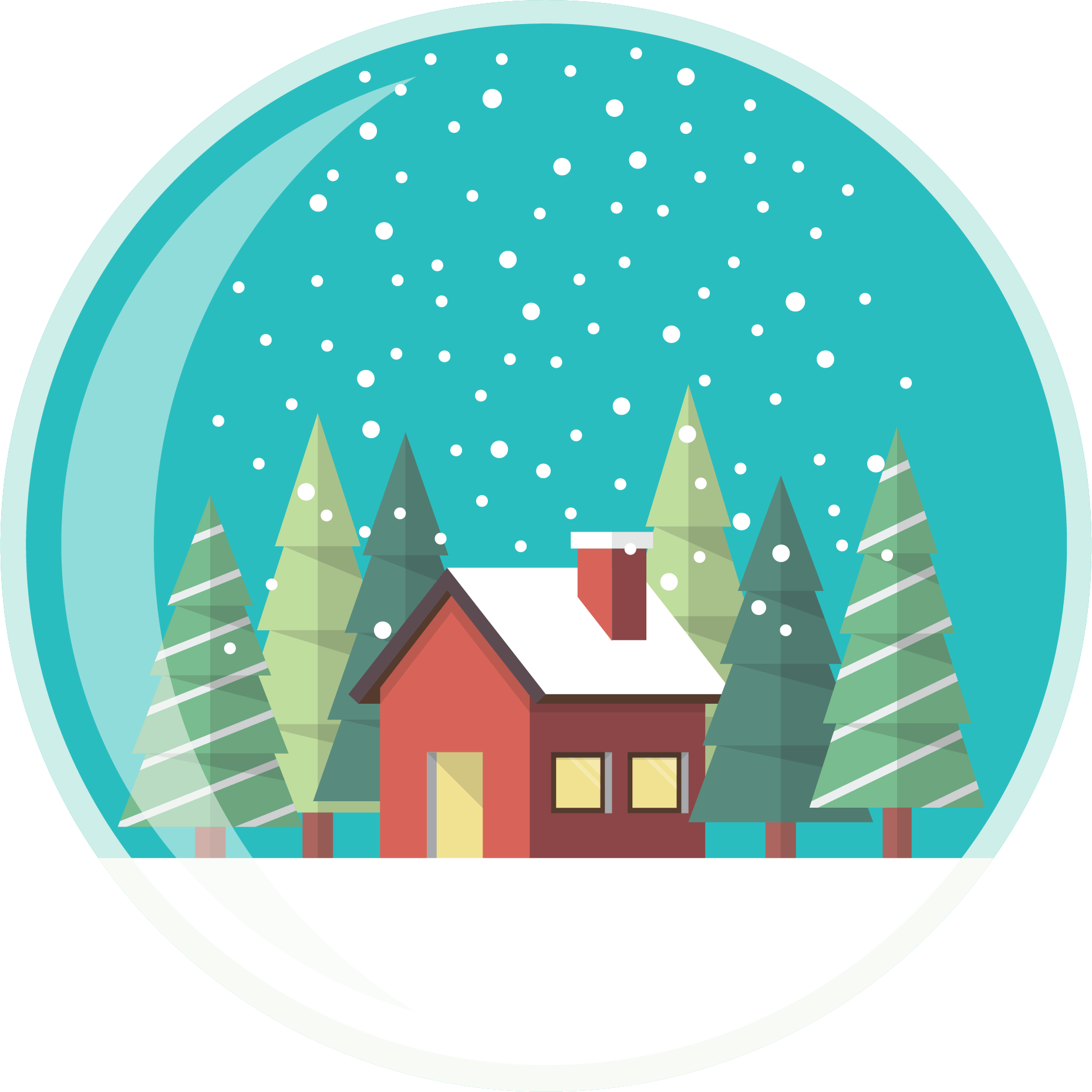 Snowglobe House - Vector Graphics (1860x1859), Png Download