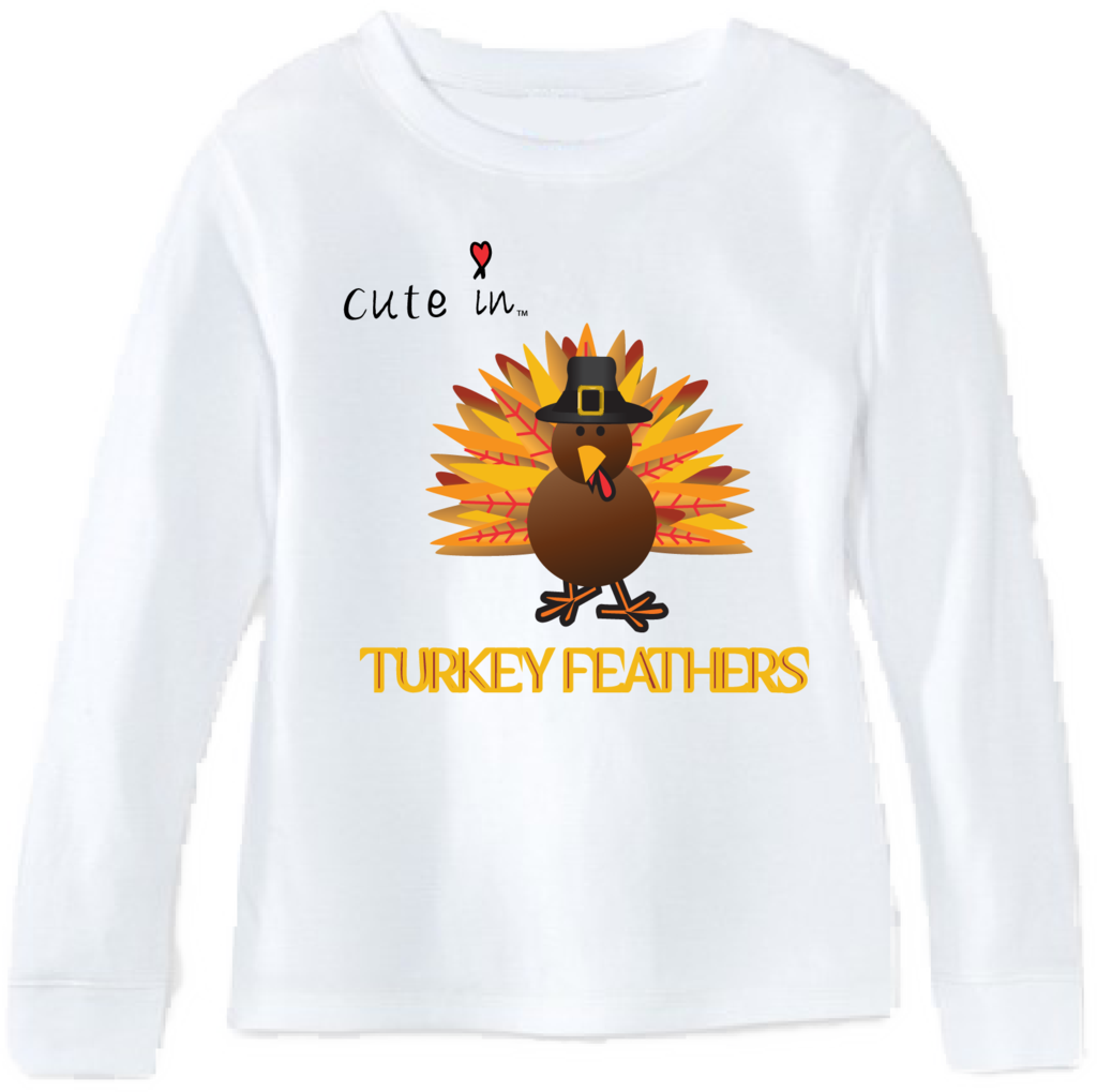Cute In Thanksgiving Long Sleeve Kids And Toddler T-shirt, - Sweatshirt (1024x1019), Png Download