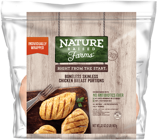 All Natural Boneless Chicken Breast Portions - Individually Wrapped Cooked Chicken Breasts (600x526), Png Download