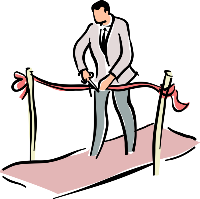 More In Same Style Group - Man Cutting Ribbon Clipart (702x700), Png Download