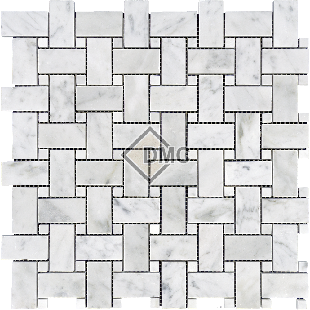 Carrara 1×2 Basketweave White Dot - Monochrome (1000x1000), Png Download