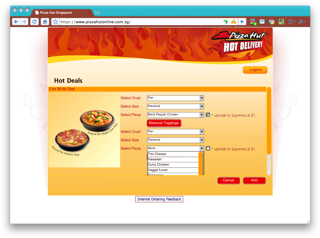 The Pizza - Pizza Hut Order System (1084x812), Png Download