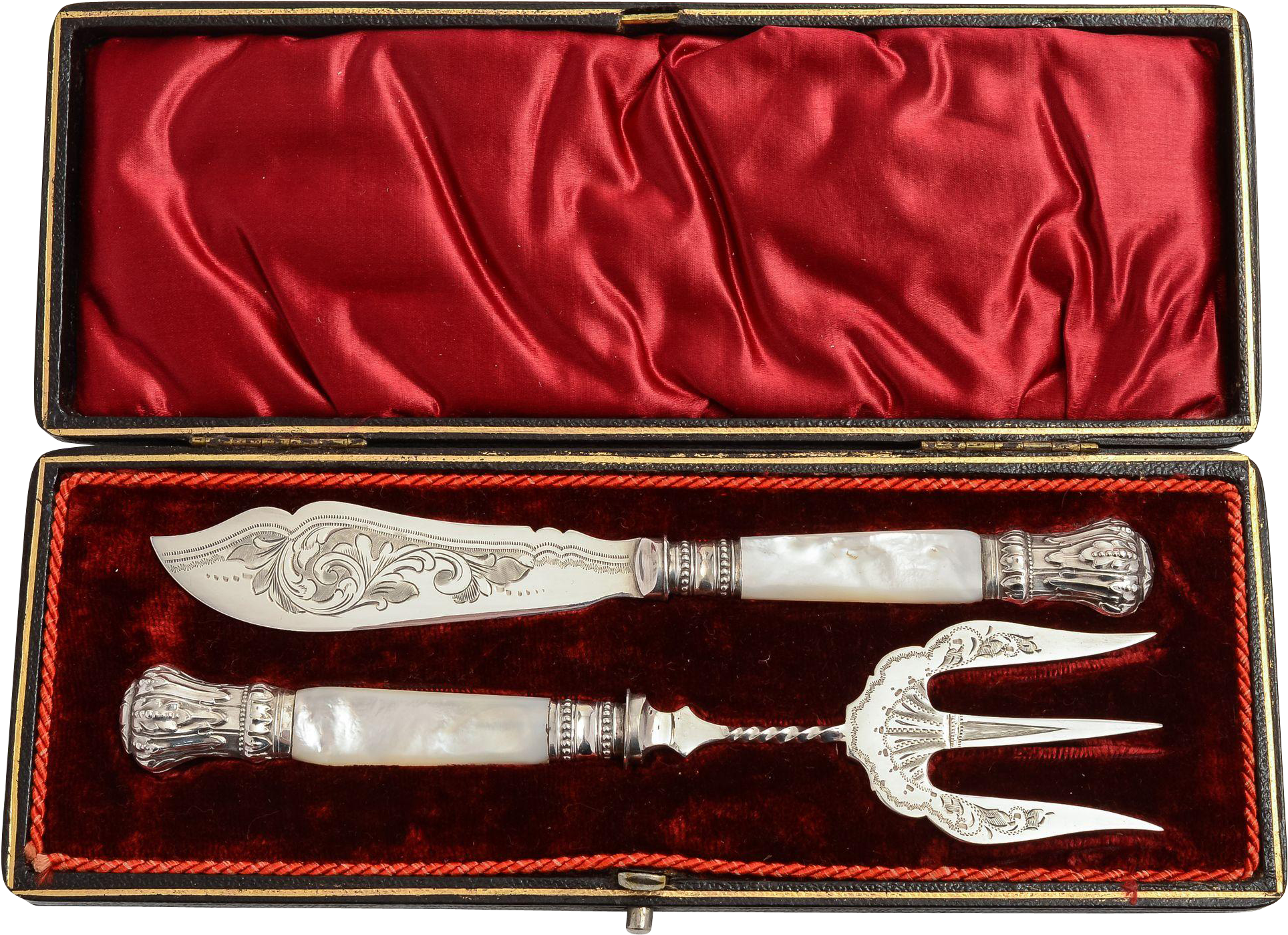 Victorian Silver Plated Butter Knife & Bread Fork Set - Blade (1927x1927), Png Download