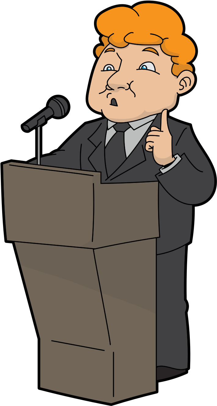 Cartoon Man Speaking At A Business Conference - Cartoon (1160x1501), Png Download
