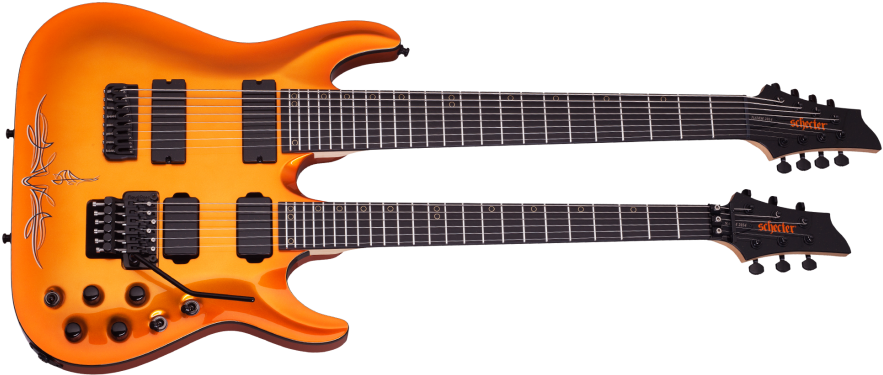 Sunset Classic Double Neck Low Rider Orange - Schecter A 7 Fr S (960x419), Png Download