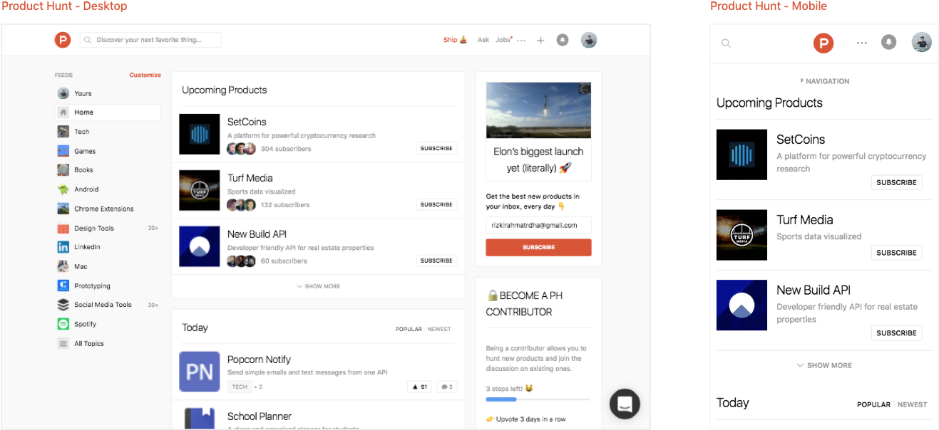 They Use A Text-based Navigation On Their Mobile And - Hamburger Menu Ui Web (1440x691), Png Download