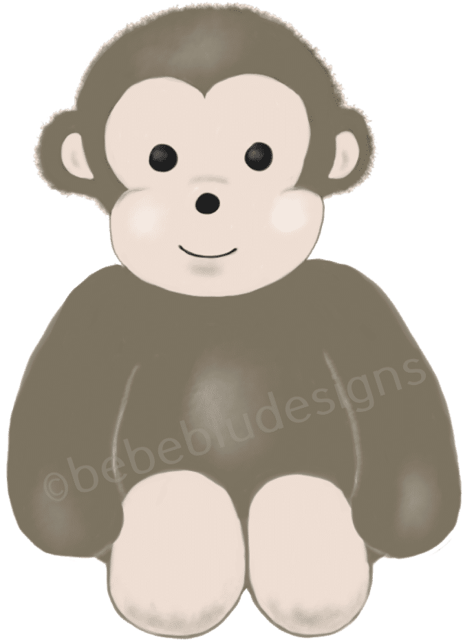 Baby Monkey Fixed - Cartoon (852x1024), Png Download