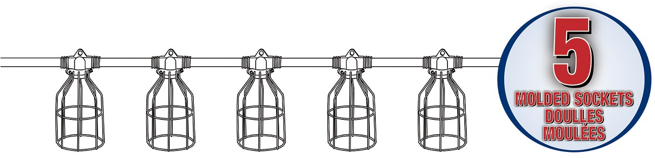 50' 5 Lamp String Light With Metal Cages - Water Bottle (1280x1280), Png Download