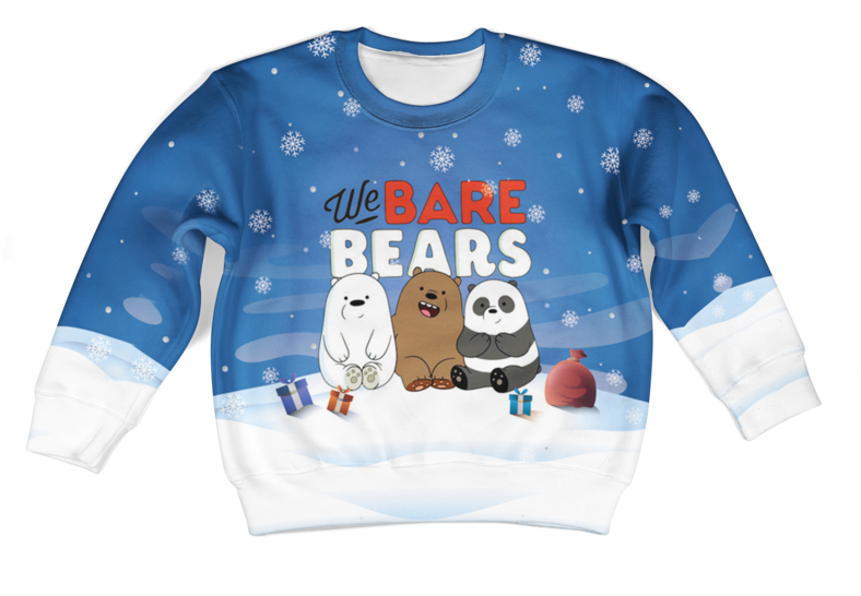 3d We Bare Bears Full Print Hoodie T Shirt - Sweater (800x800), Png Download