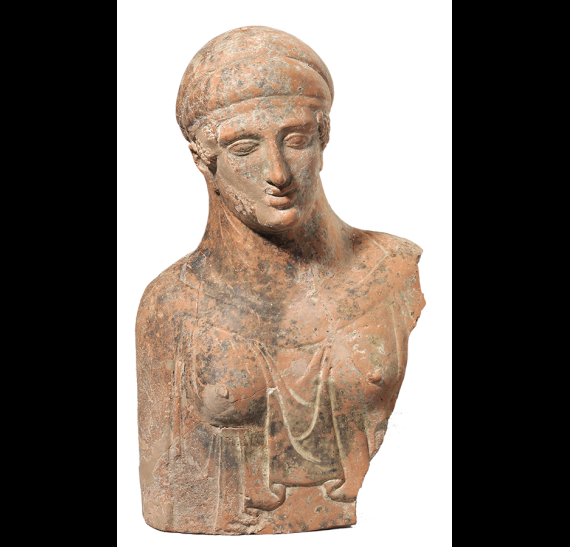 Female Protome-bust - Bronze Sculpture (570x547), Png Download
