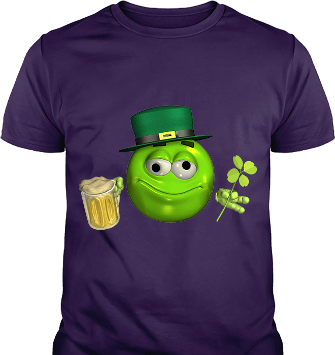 Leprechaun Emoticon Emoji With Beer Custom T-shirt, - Cartoon (700x700), Png Download