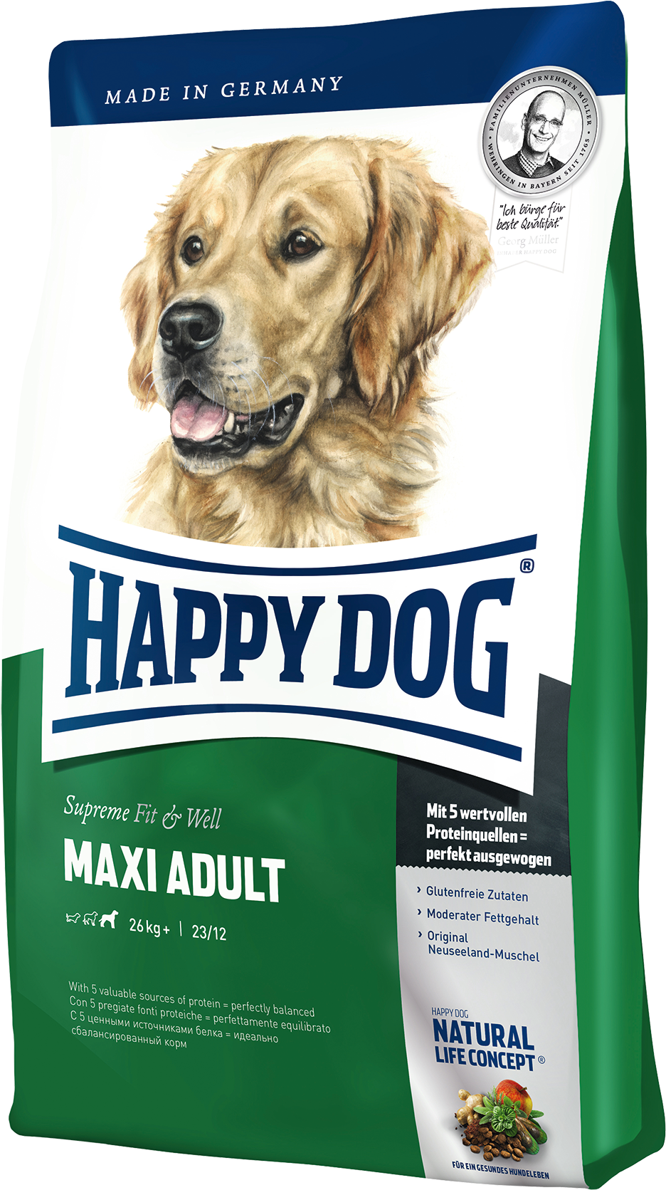 Сухой Корм Happy Dog Supreme Fit & Well Maxi Adult - Happy Dog Maxi Adult (1000x1708), Png Download