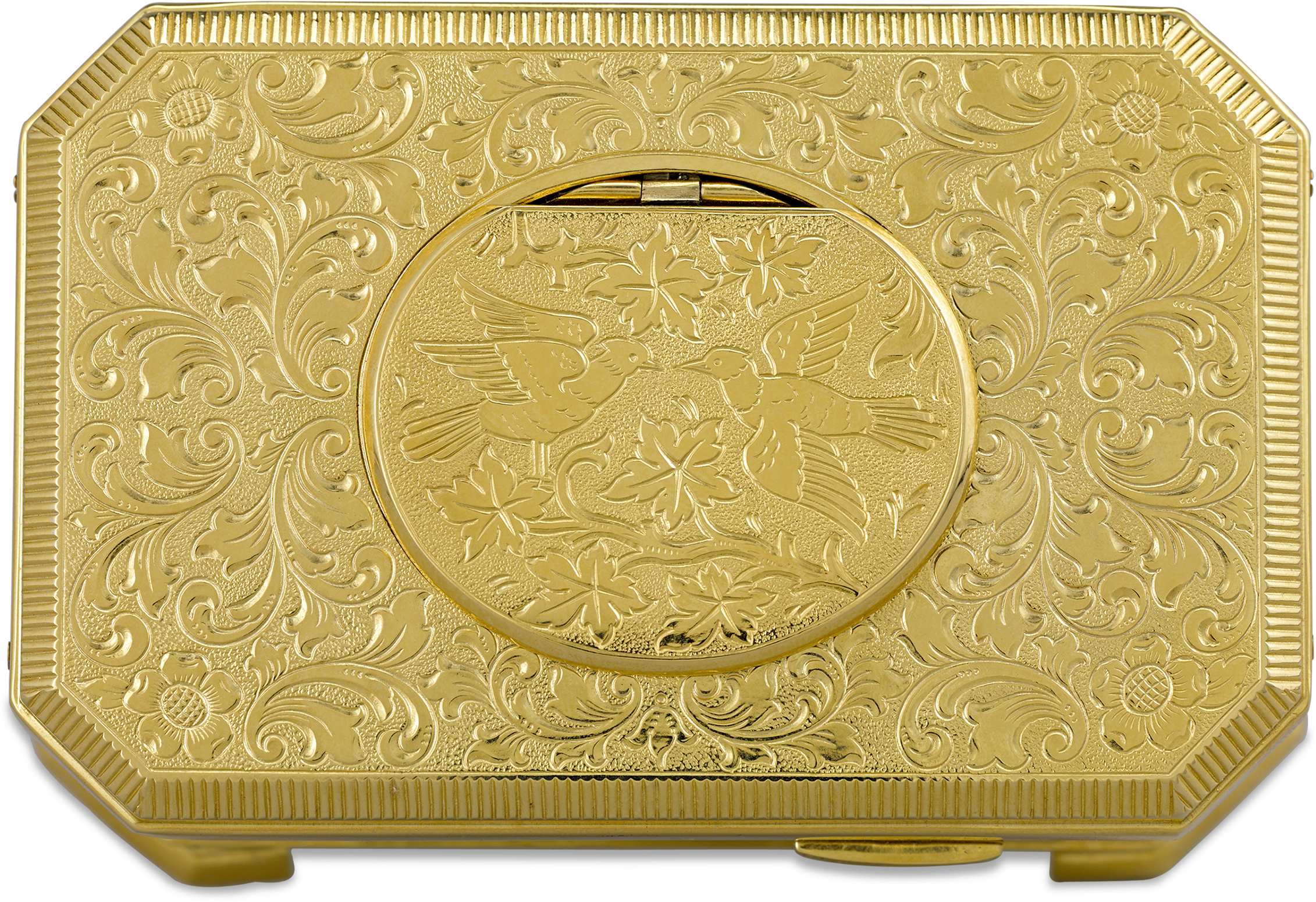 Gold-plated Singing Bird Box (2500x2000), Png Download