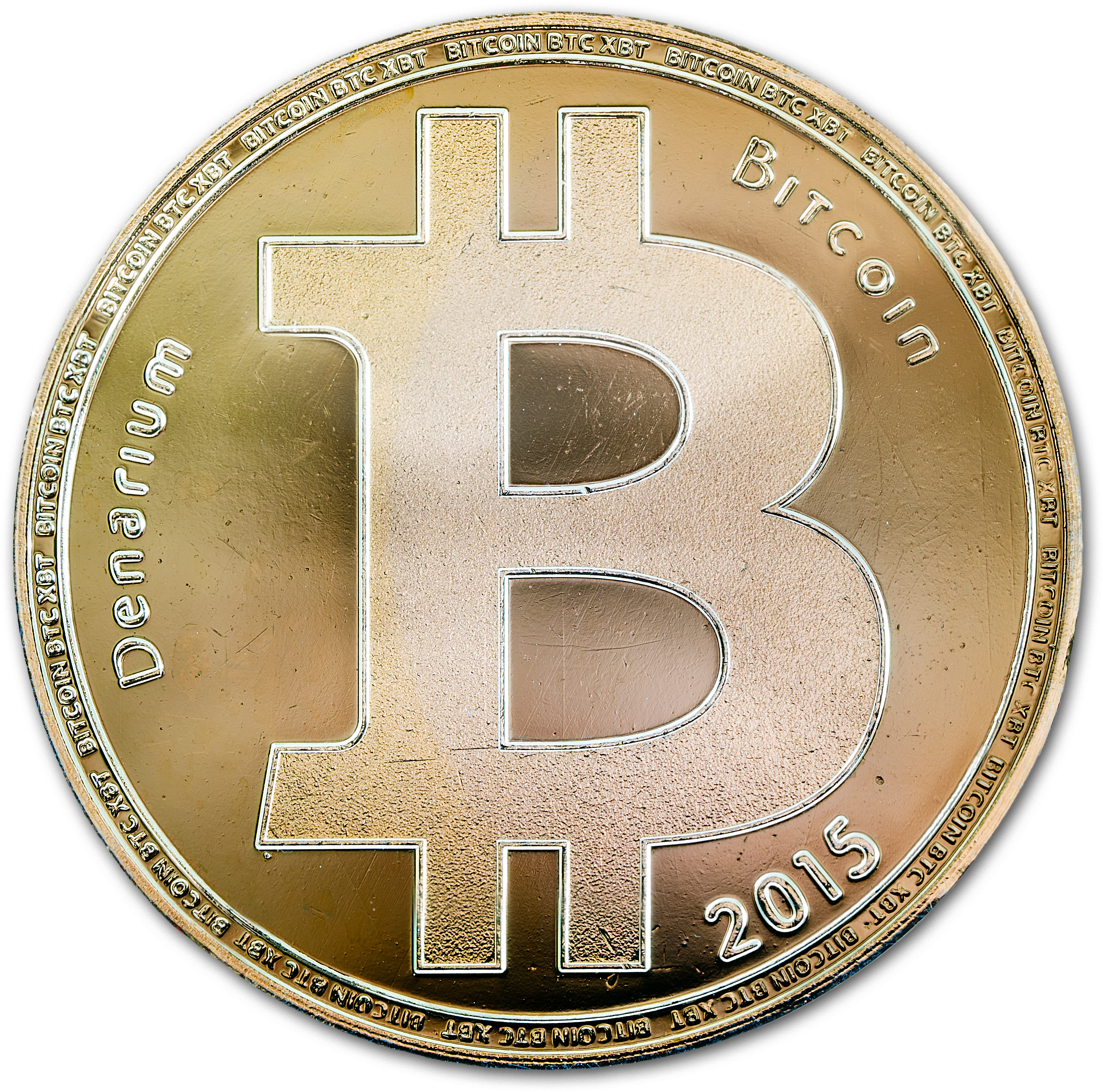 Custom Denarium Bitcoin Gold Plated (3557x3557), Png Download