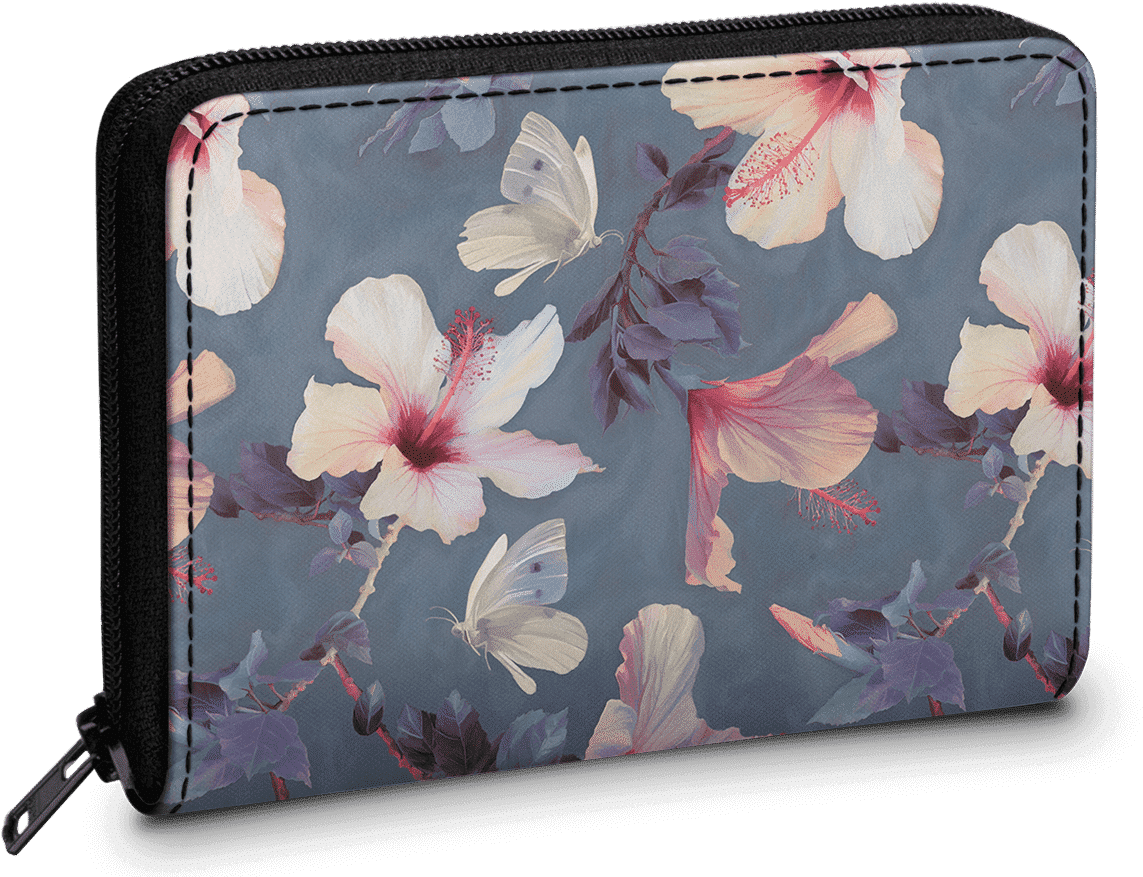 Dailyobjects Butterflies And Hibiscus Flowers Zipper - Wallpaper (1209x900), Png Download