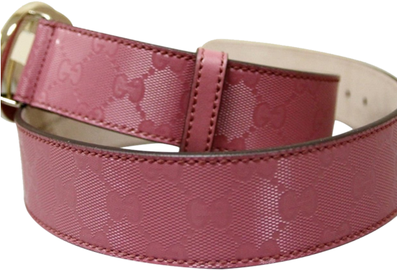 Gucci Women's Pink Gg Canvas Interlocking G Buckle - Belt (570x617), Png Download