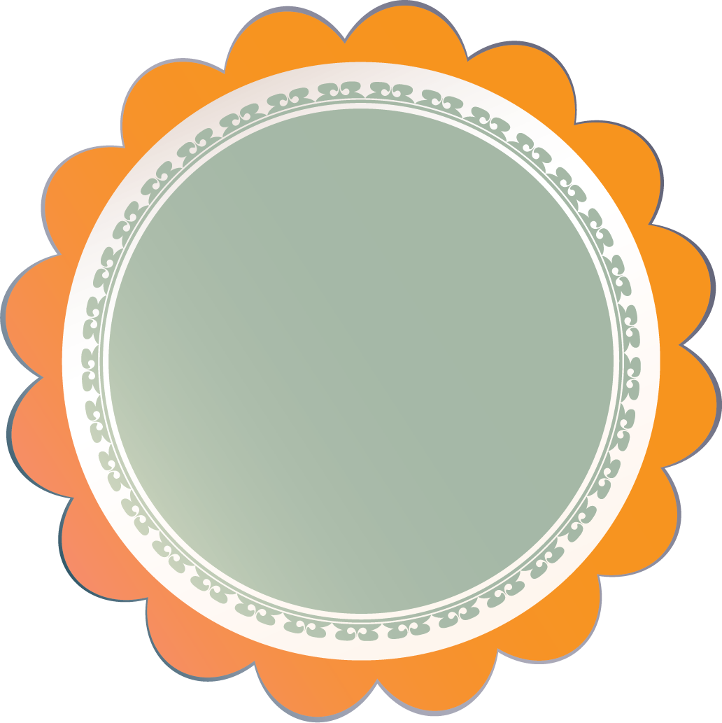 Orange Flower Outline Badge With Gray Round - Transmission Fluid Symbol Dashboard (1032x1033), Png Download