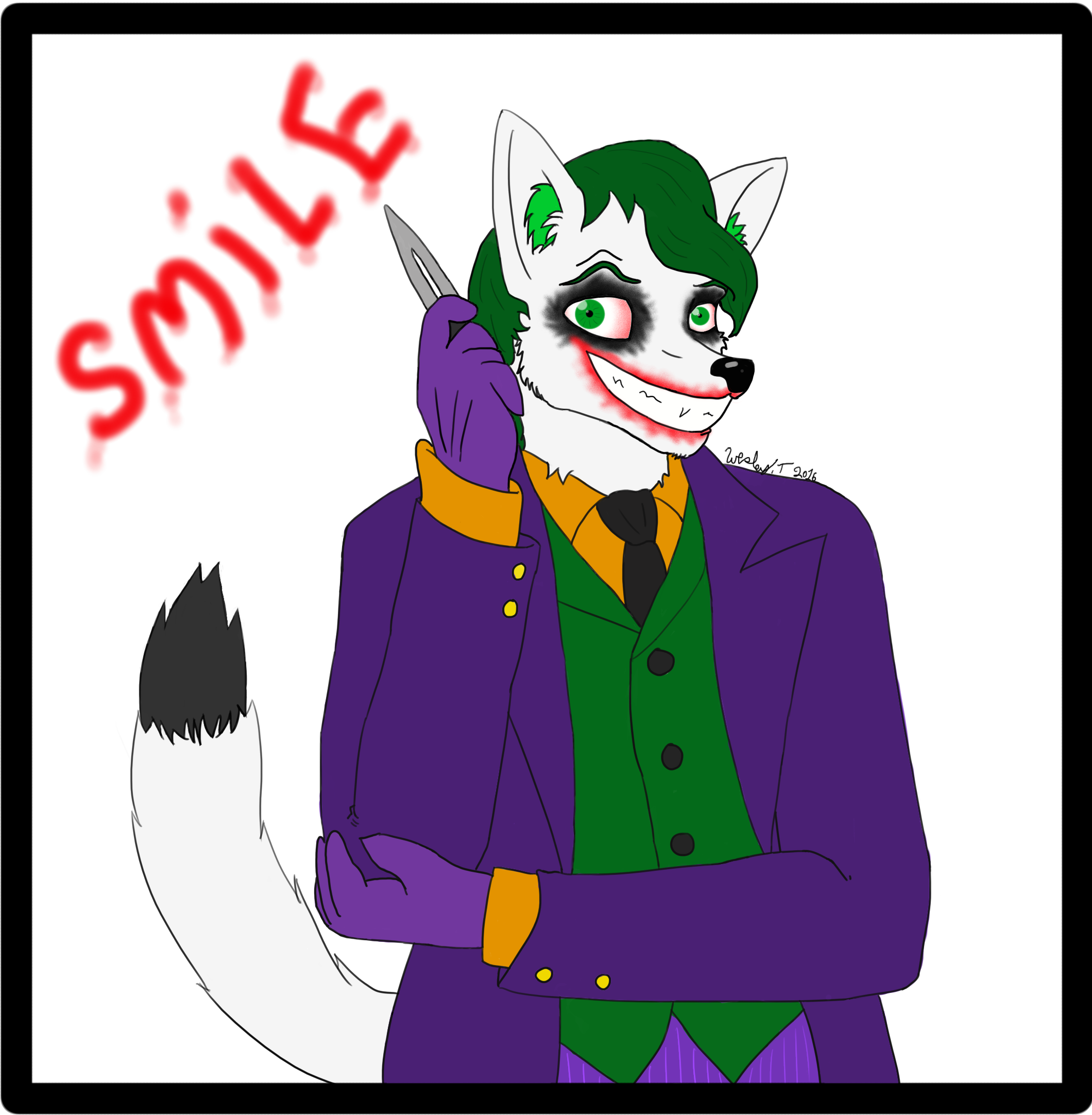 Joker Fox Gives You A Smile - Cartoon (2120x2164), Png Download