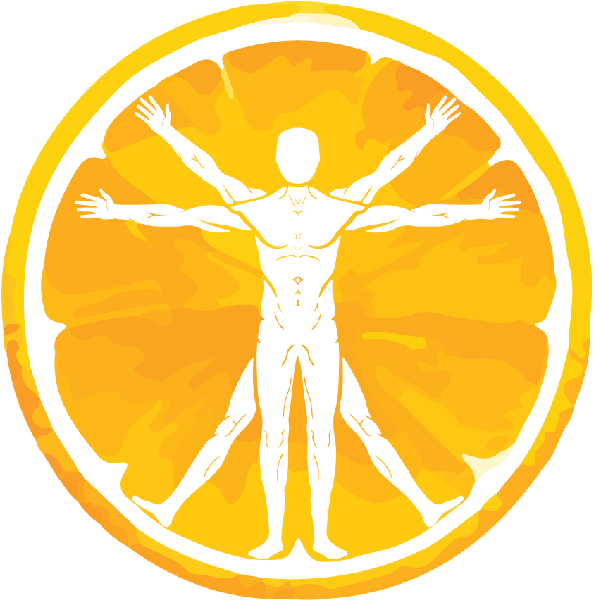 Vitruvian Man Vital Vitality Health Wellness Fruitarian - Orange Fruit Png (864x864), Png Download