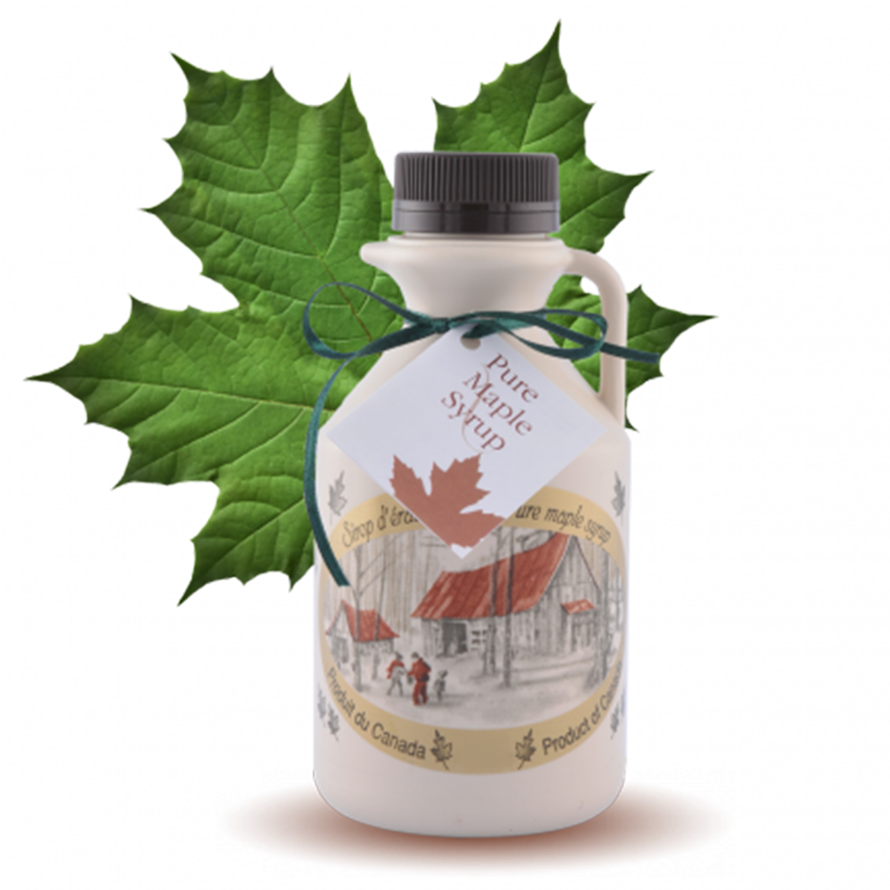 Grade B Maple Syrup Quart 32oz 1 Liter - Green Maple Leaf (1280x1280), Png Download
