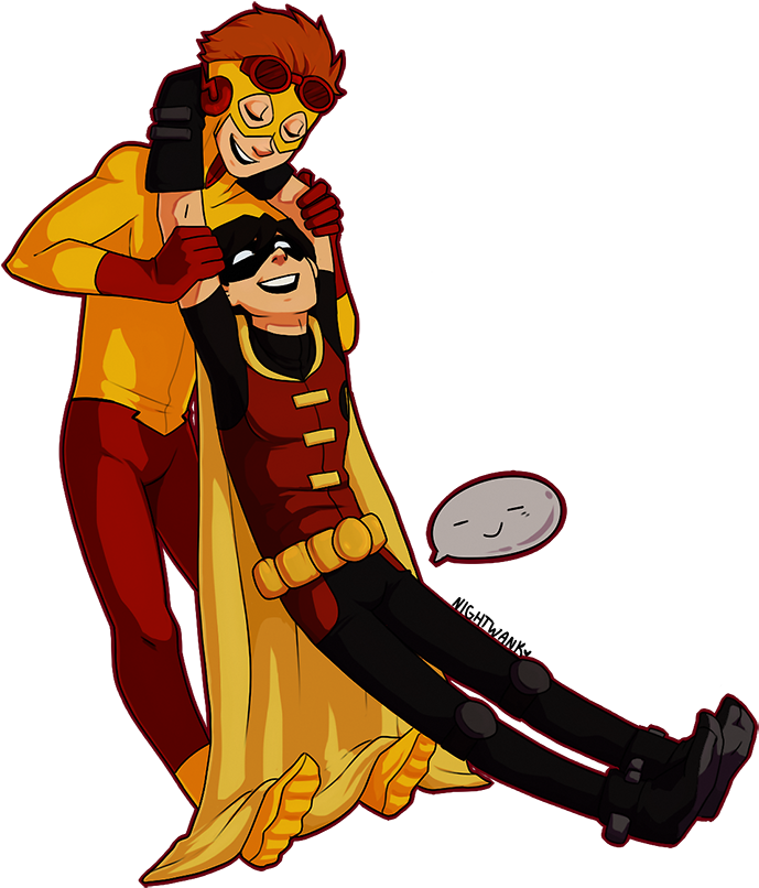 Kid Flash And Robin - Cartoon (750x842), Png Download