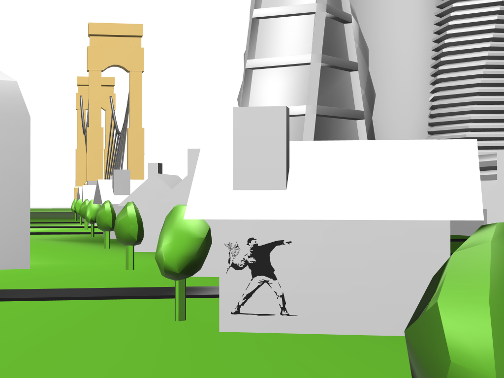 Small Village In Nowhere - Banksy Graffiti (1024x768), Png Download