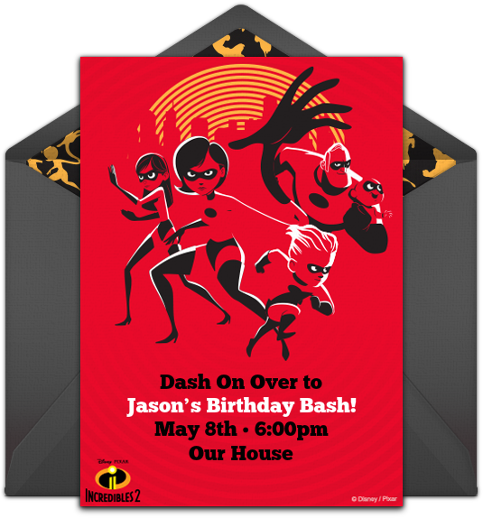 Incredibles 2 Action Online Invitation - Incredibles 2 Invitation Template (650x650), Png Download