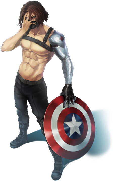 James Buchanan Barnes And Winter Soldier Drawn - Captain America Bucky Fan (480x745), Png Download