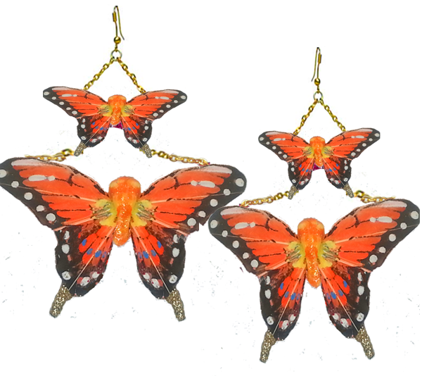 Butterfly Earrings Orange Swallowtail - Earrings (600x534), Png Download