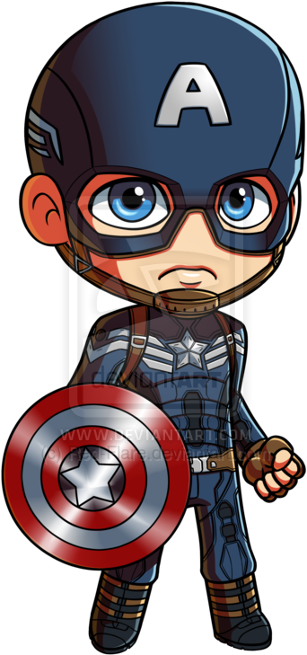 Captain America Chibi Drawing (400x786), Png Download