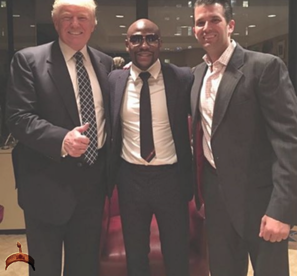 Floyd Mayweather Visits President-elect, Donald Trump - Floyd Mayweather Donald Trump Inauguration (594x552), Png Download