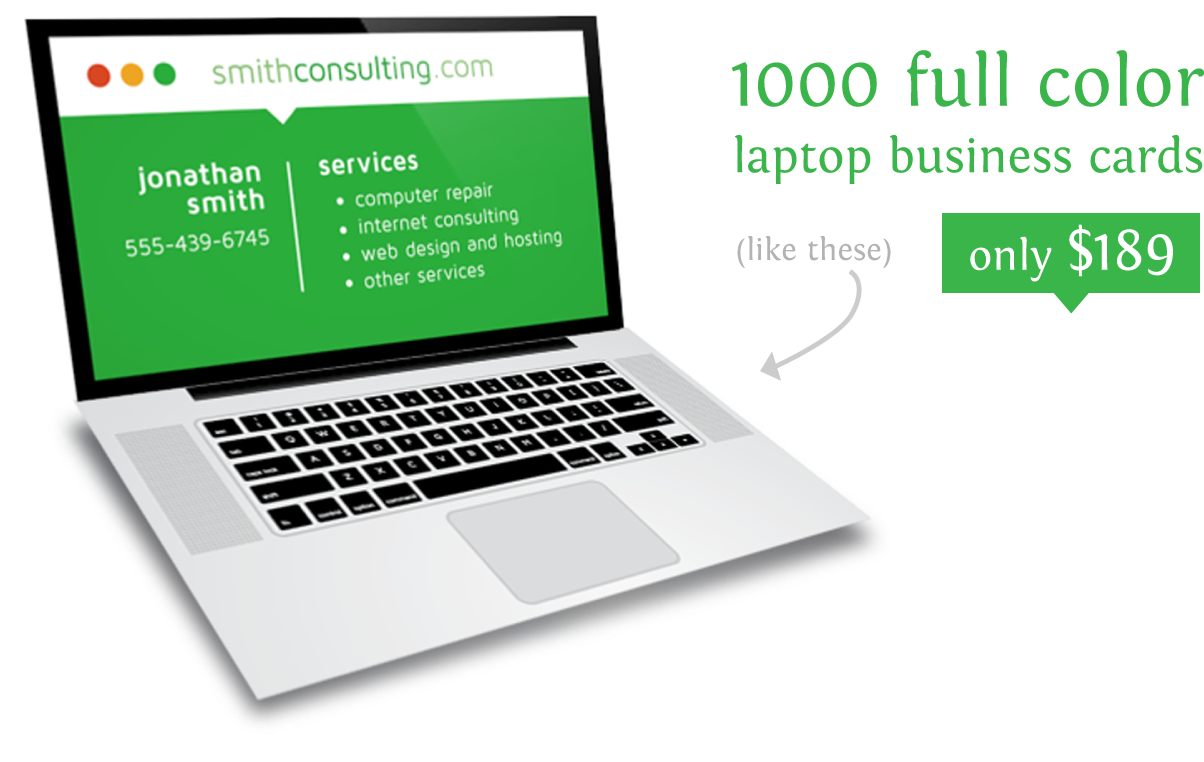 Creative Laptop Card Design And Printing - Laptop Business Card Design (1284x839), Png Download