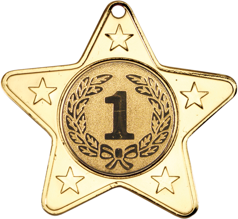 Gold 50mm Star Shaped Medal (1000x1000), Png Download