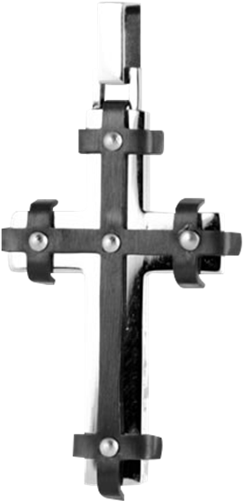 Black And Silver Riveted Gothic Cross - Cross (555x555), Png Download