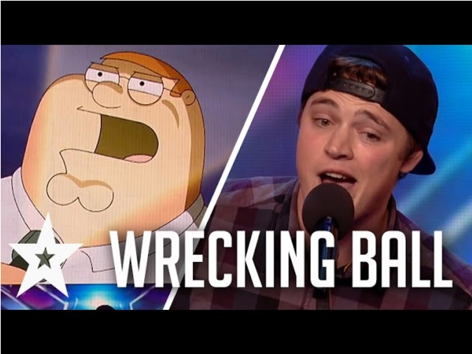 Peter Griffin, Elmo & More Sing Wrecking Ball On Britain's - Animated Cartoon (896x504), Png Download