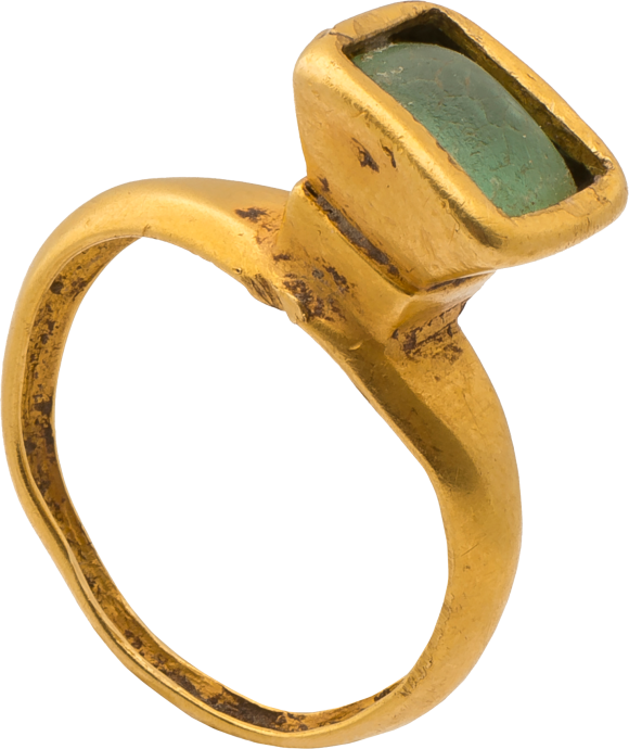 Gold Ring Set With Glass Imitating Emerald - Pre-engagement Ring (580x690), Png Download