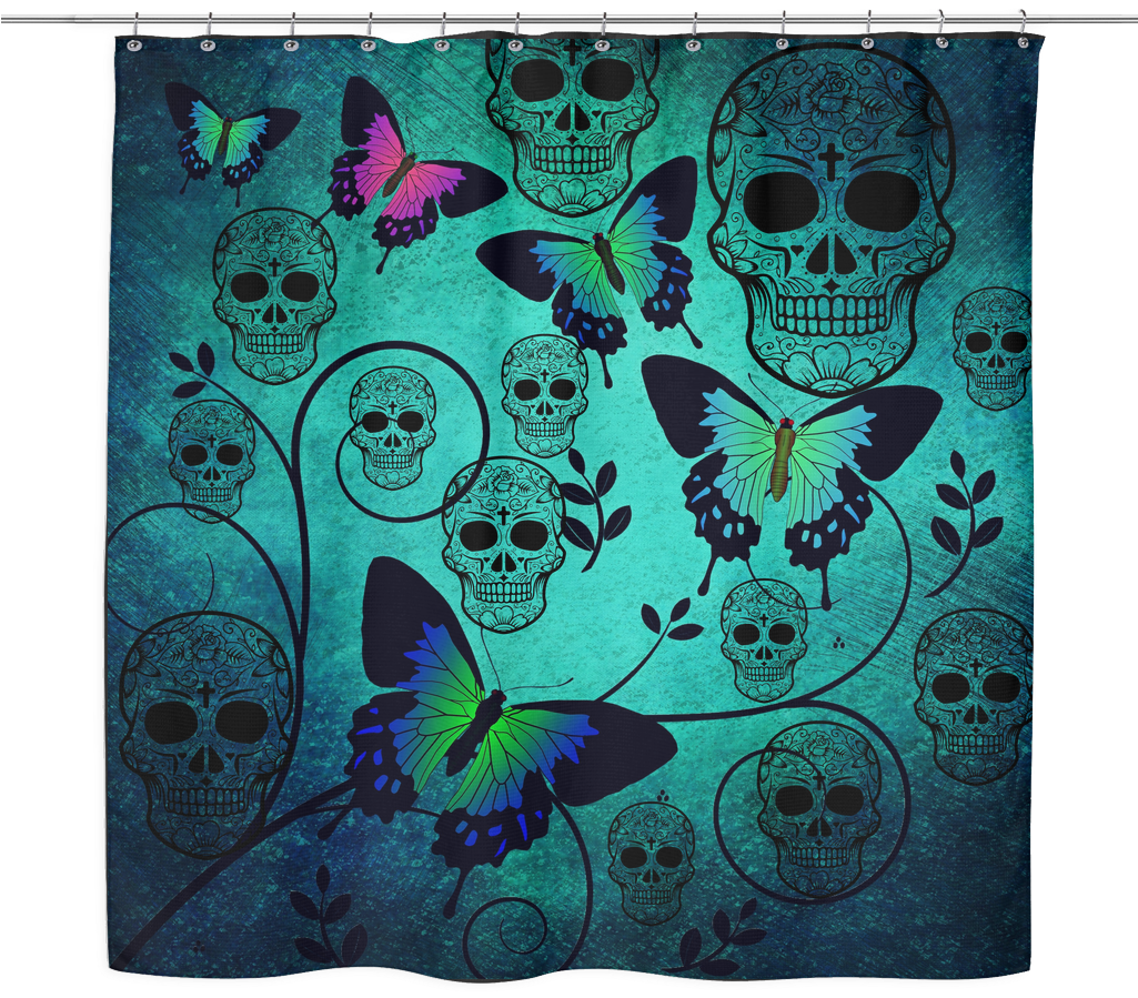Sugar Skull & Butterflies Shower Curtain - Lepidoptera (1024x1024), Png Download