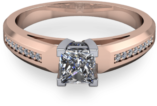 Chunky 14kt Rose Gold Princess Cut - Princess Cut Engagement Pearl Ring (800x800), Png Download
