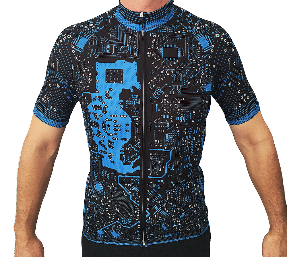 Boutique Cycling Jersey With Unique Circuit Board Design - Man (1000x895), Png Download