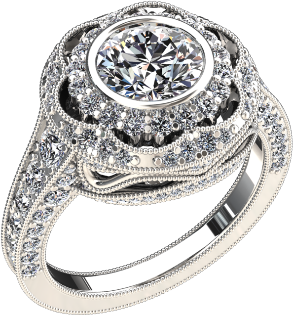 00 Carat Diamond Center 18k White Gold Ring Style - Pre-engagement Ring (960x720), Png Download
