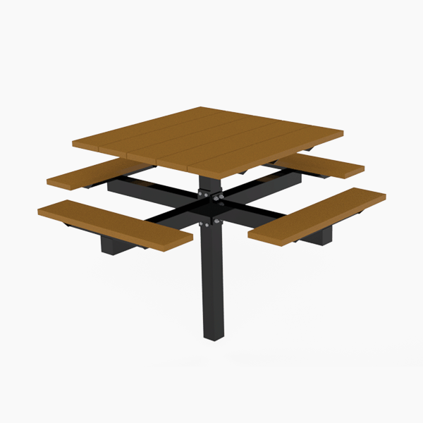 4' Square Pedestal Table - Picnic Table (600x600), Png Download
