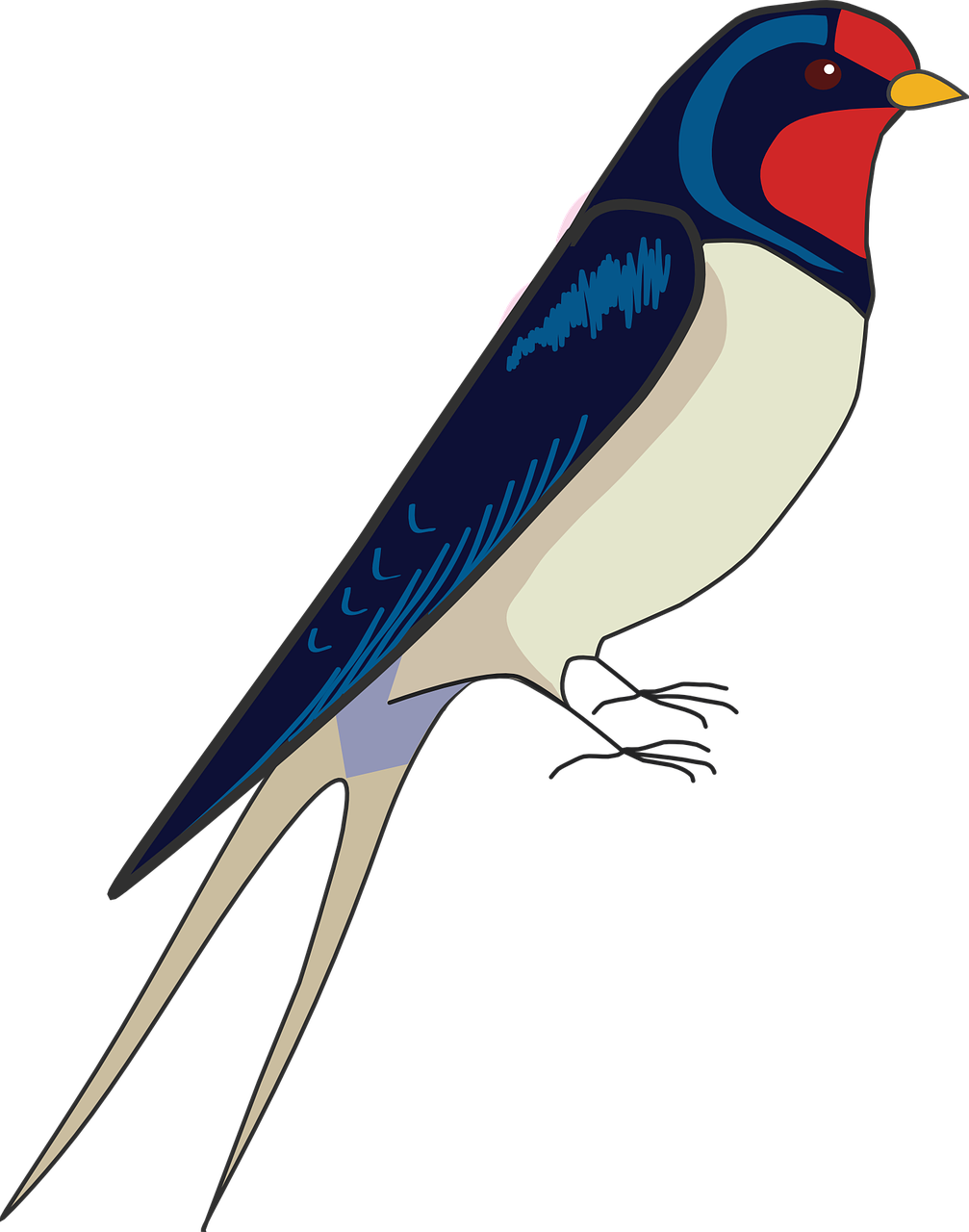 Bird Drawing Beautiful - Easy Drawing Of Swallow (1007x1280), Png Download