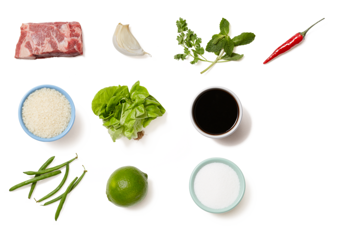 Thai Steak Lettuce Cups With Spicy Green Beans & Sushi - Leaf Vegetable (700x477), Png Download