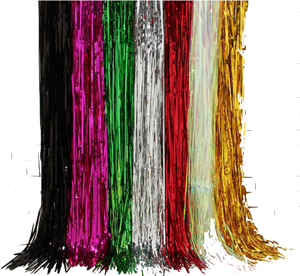 Metallic Streamers Curtain - Glitter Curtain Background (613x556), Png Download