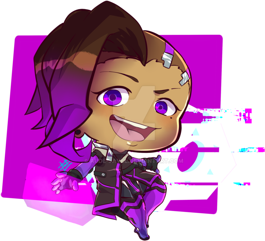 [fan Art Overwatch] Sombra Chibi By Aude Javel - Cute Sombra Art Overwatch (918x870), Png Download