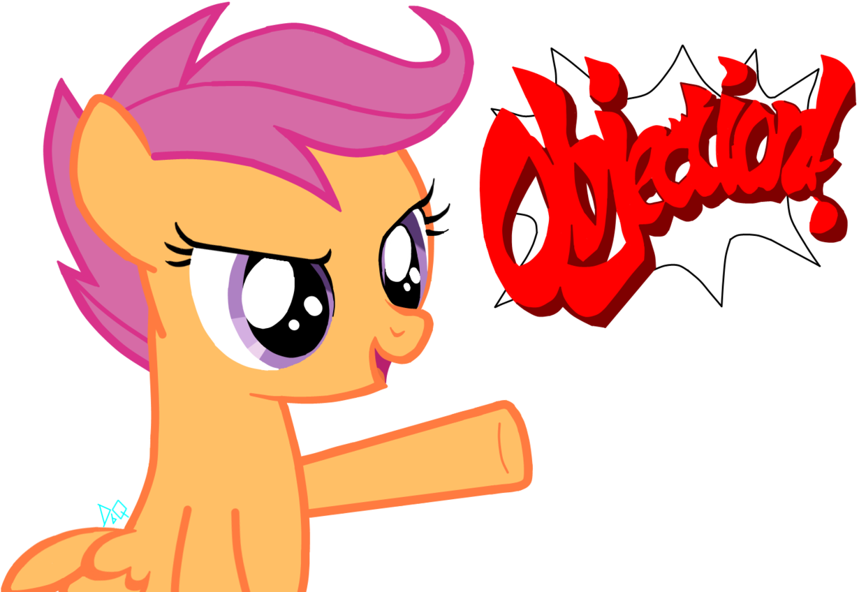 Ace Attorney, Objection, Safe, Scootaloo, Simple Background, - Ace Attorney Objection Sticker (1280x908), Png Download