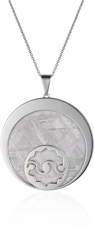 Meteorite Crop Circle Crescent Moon Pendant In Silver - Locket (1000x1000), Png Download