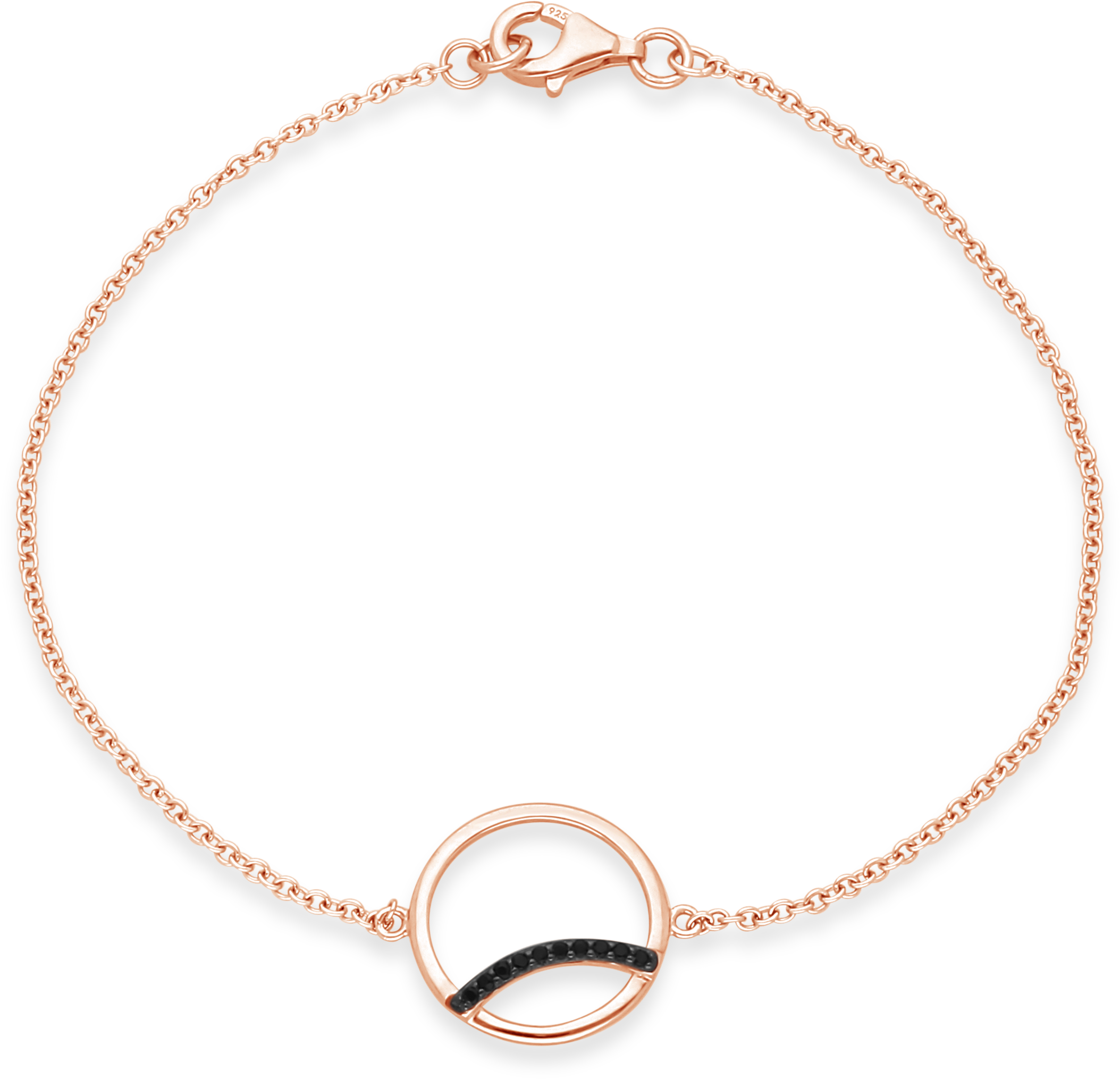 Silver 19 Cm Pink Plated Circle Bracelet With Black - Choker (3000x3000), Png Download