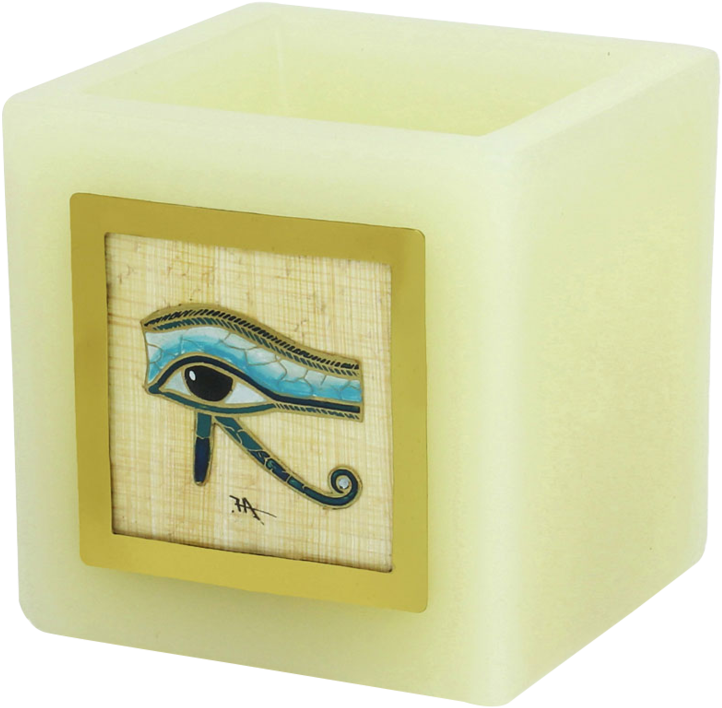Painted Brass Eye Of Horus On Papyrus Paper - Serpent (944x1024), Png Download