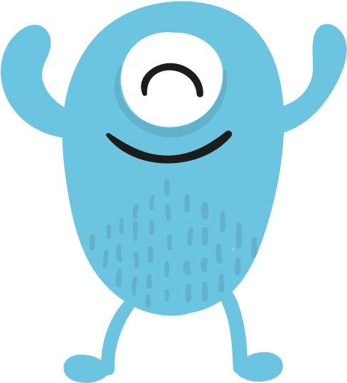 Happy Blue Monster - Illustration (618x618), Png Download